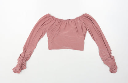 Womens UK Size 12 Missi Pink Cropped Blouse