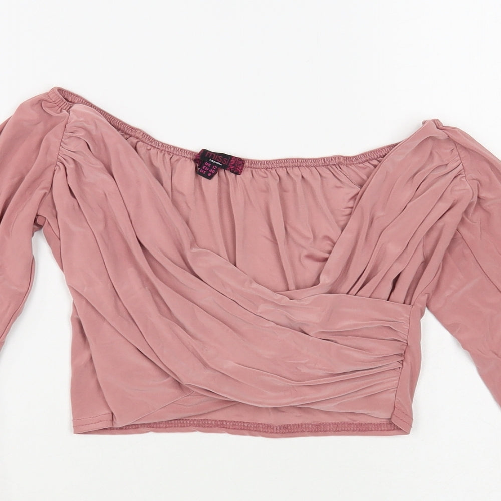 Womens UK Size 12 Missi Pink Cropped Blouse