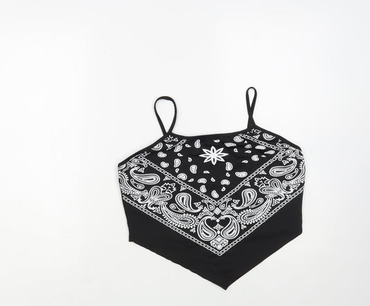 SheIn Womens Black Paisley Polyester Camisole Tank Size XL Round Neck - Cropped Bandana-Style Top