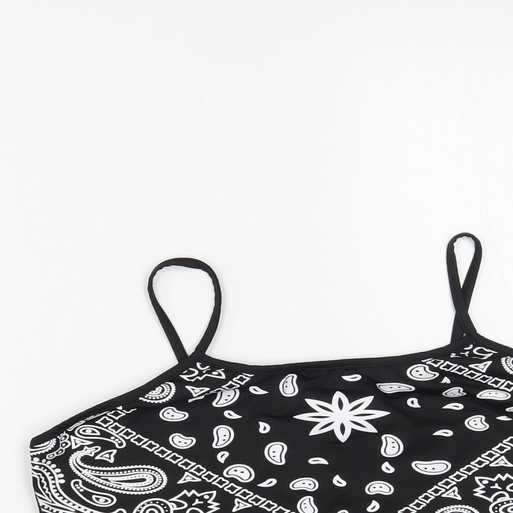 SheIn Womens Black Paisley Polyester Camisole Tank Size XL Round Neck - Cropped Bandana-Style Top