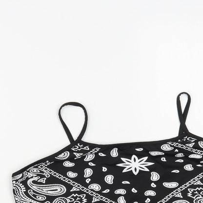 SheIn Womens Black Paisley Polyester Camisole Tank Size XL Round Neck - Cropped Bandana-Style Top
