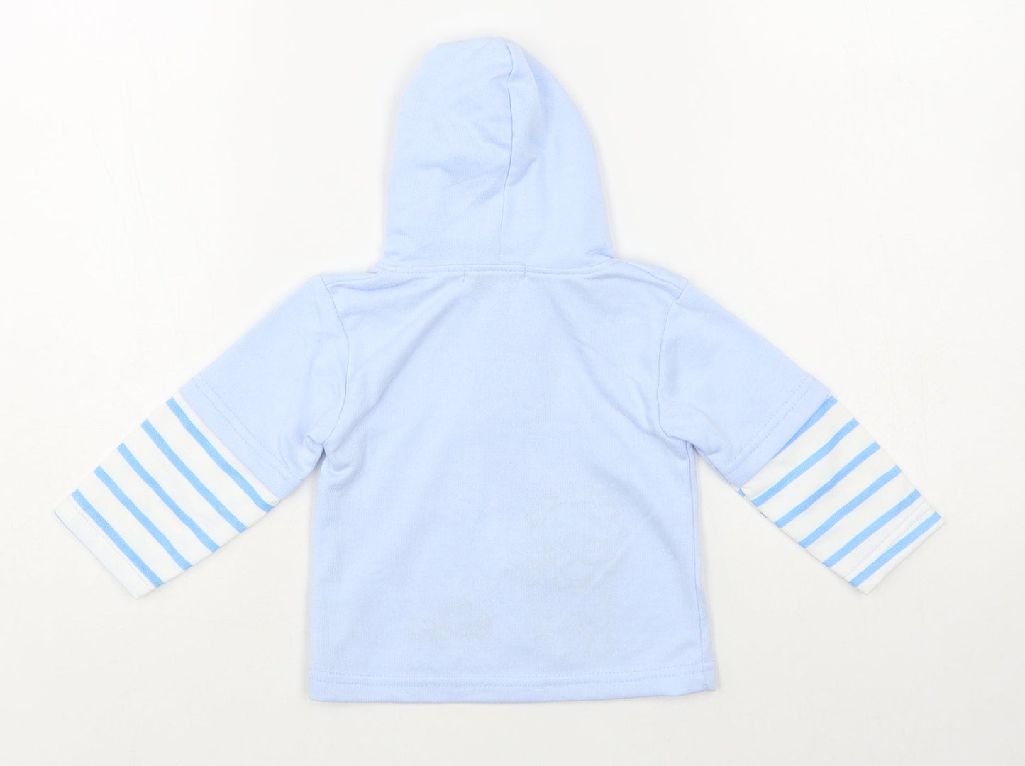 Baby C Baby Blue Striped Cotton Pullover Jumper Size 6-9 Months Button - Lion