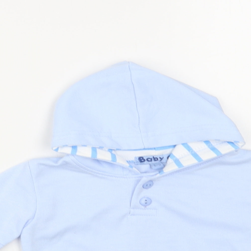 Baby C Baby Blue Striped Cotton Pullover Jumper Size 6-9 Months Button - Lion