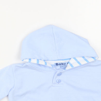 Baby C Baby Blue Striped Cotton Pullover Jumper Size 6-9 Months Button - Lion
