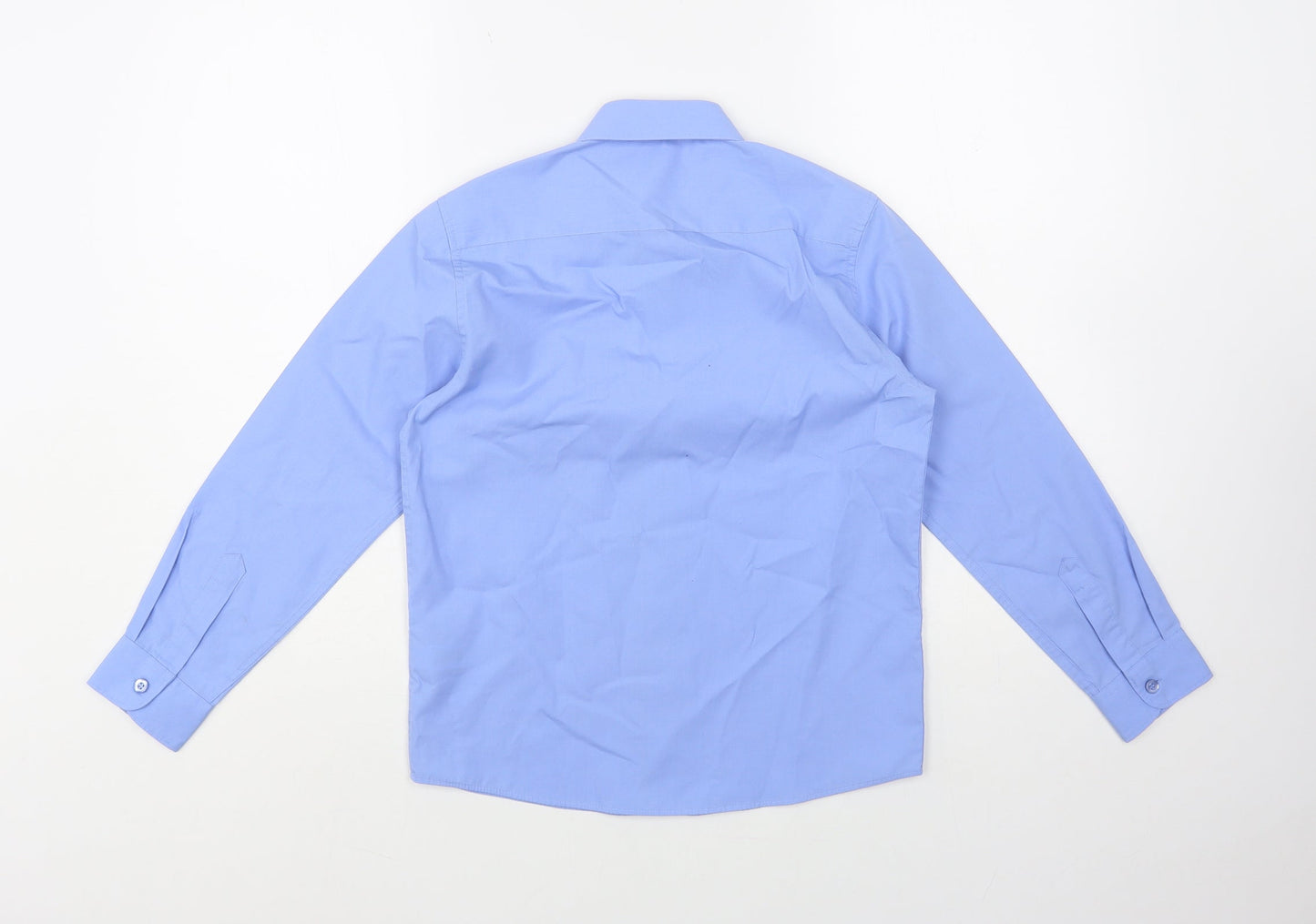 Dunnes Stores Boys Blue Polyester Basic Button-Up Size 9-10 Years Collared Button