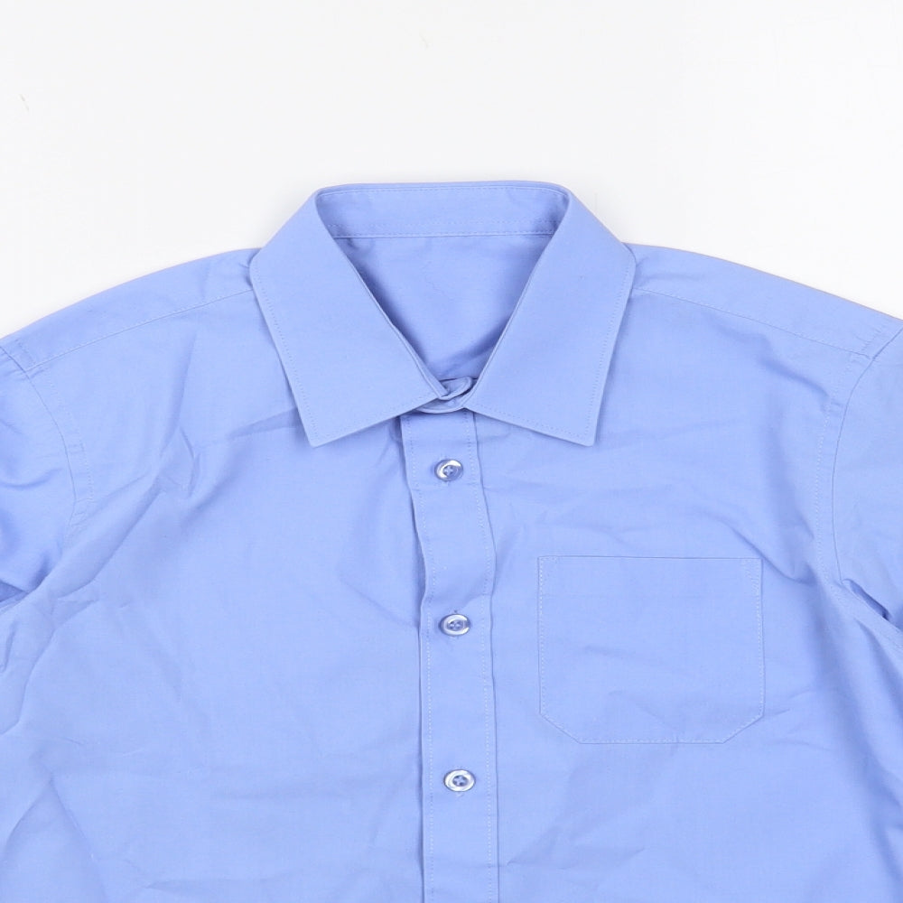 Dunnes Stores Boys Blue Polyester Basic Button-Up Size 9-10 Years Collared Button
