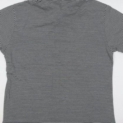 Cedar Wood State Mens Blue Striped Cotton Polo Size M Collared Button