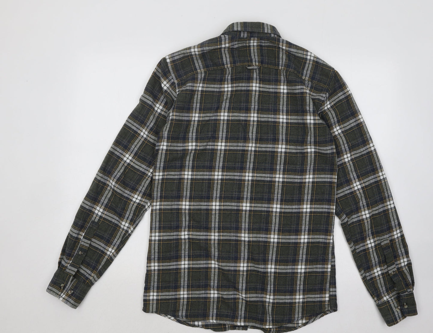 Mens UK Size S ONLY & SONS Green  Button-Up Long Sleeve Casual Shirt
