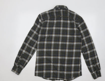 Mens UK Size S ONLY & SONS Green  Button-Up Long Sleeve Casual Shirt