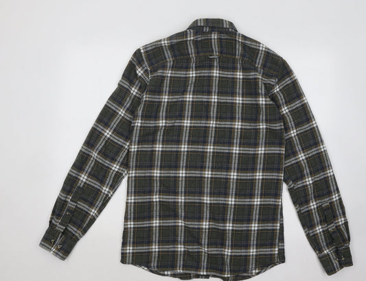Mens UK Size S ONLY & SONS Green  Button-Up Long Sleeve Casual Shirt
