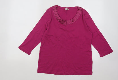 Marks and Spencer Womens Pink Round Neck Polyester Pullover Jumper Size 12