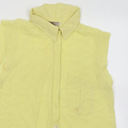 Love 21 Womens Yellow Polyester Basic Blouse Size S Collared