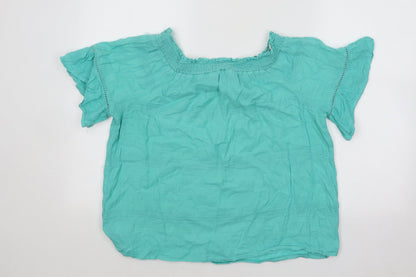 F&F Womens Blue Viscose Basic Blouse Size 14 Round Neck