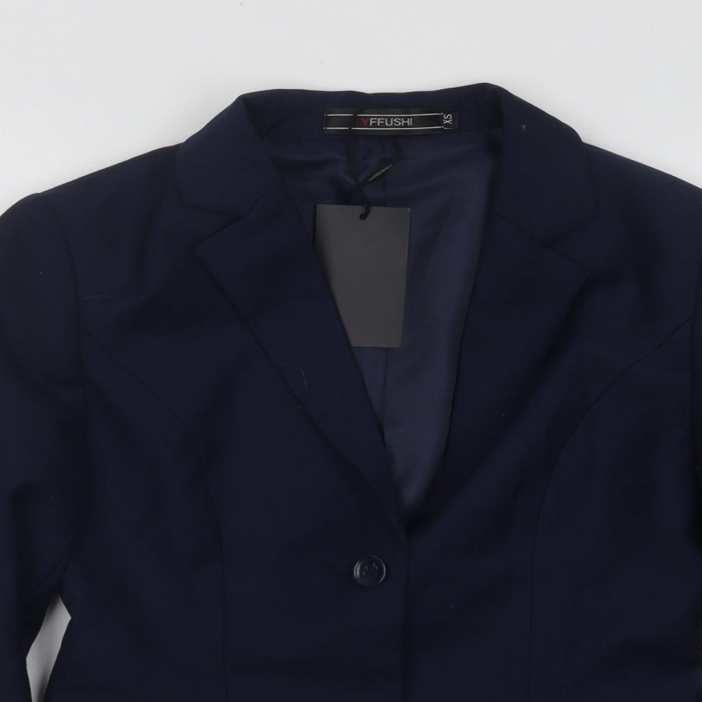 YFFUSHI Womens Blue Jacket Blazer Size XS Button