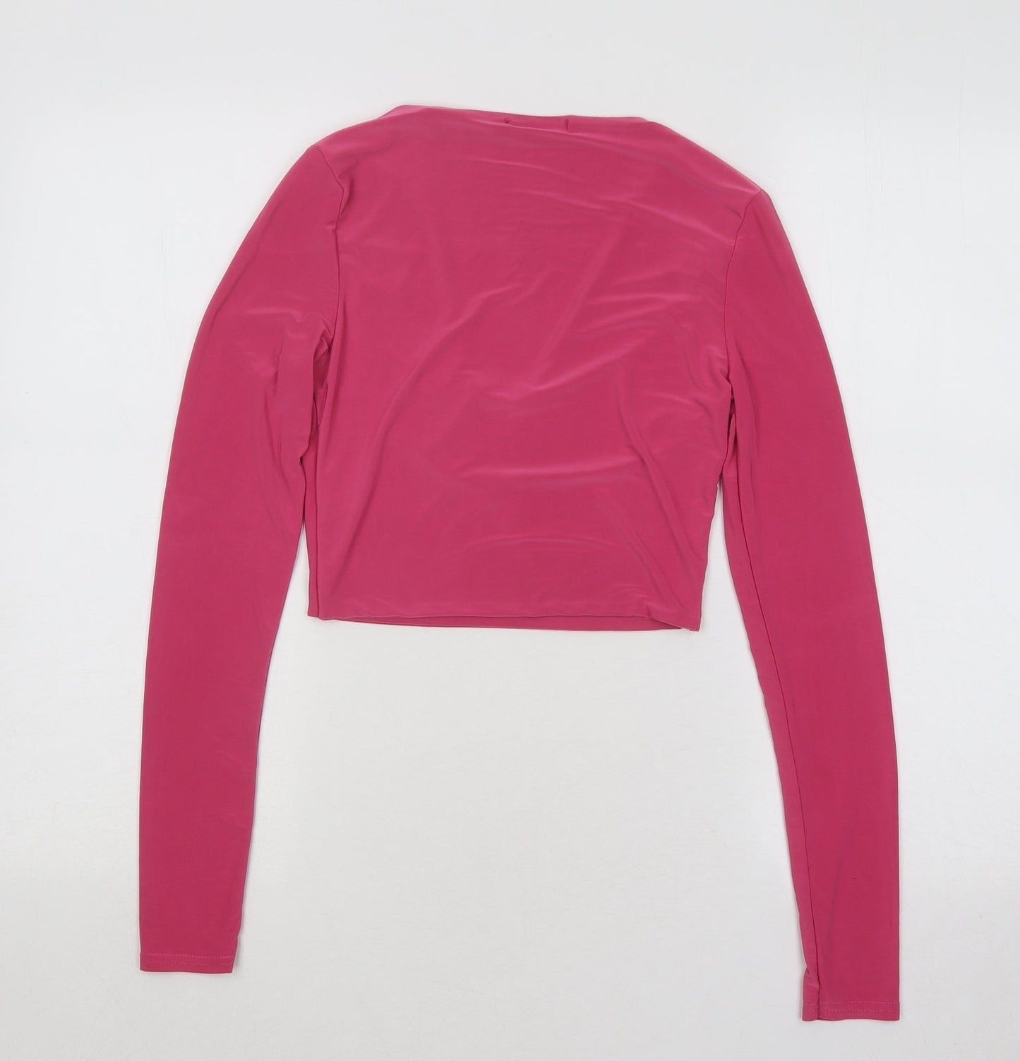 Womens UK Size 8 PRETTYLITTLETHING Pink Cropped T-Shirt