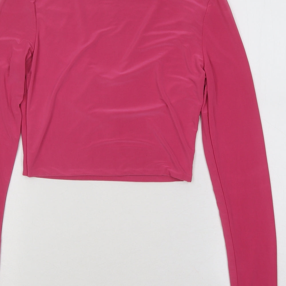 Womens UK Size 8 PRETTYLITTLETHING Pink Cropped T-Shirt