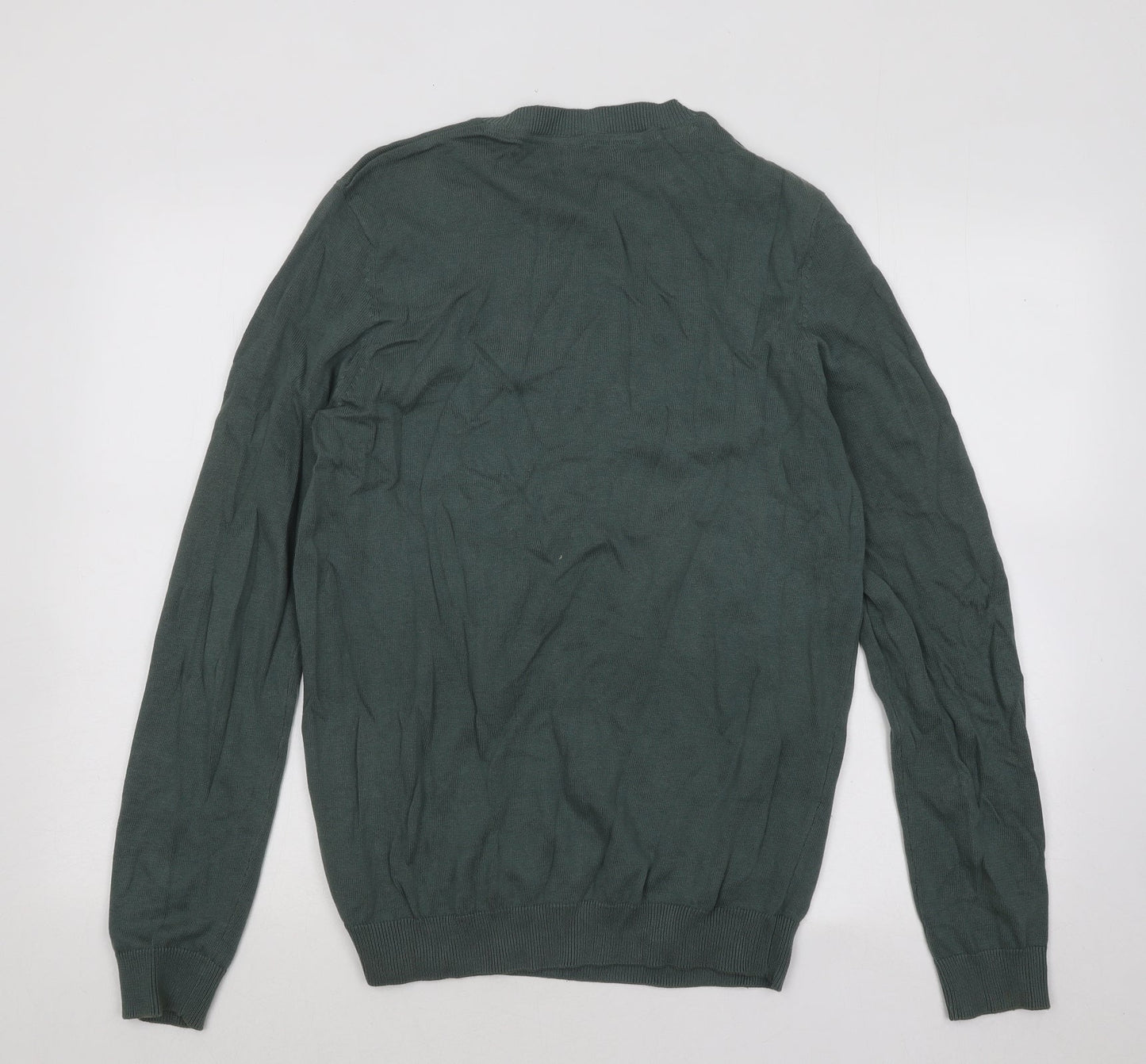 New Look Mens Green Round Neck Cotton Pullover Jumper Size M