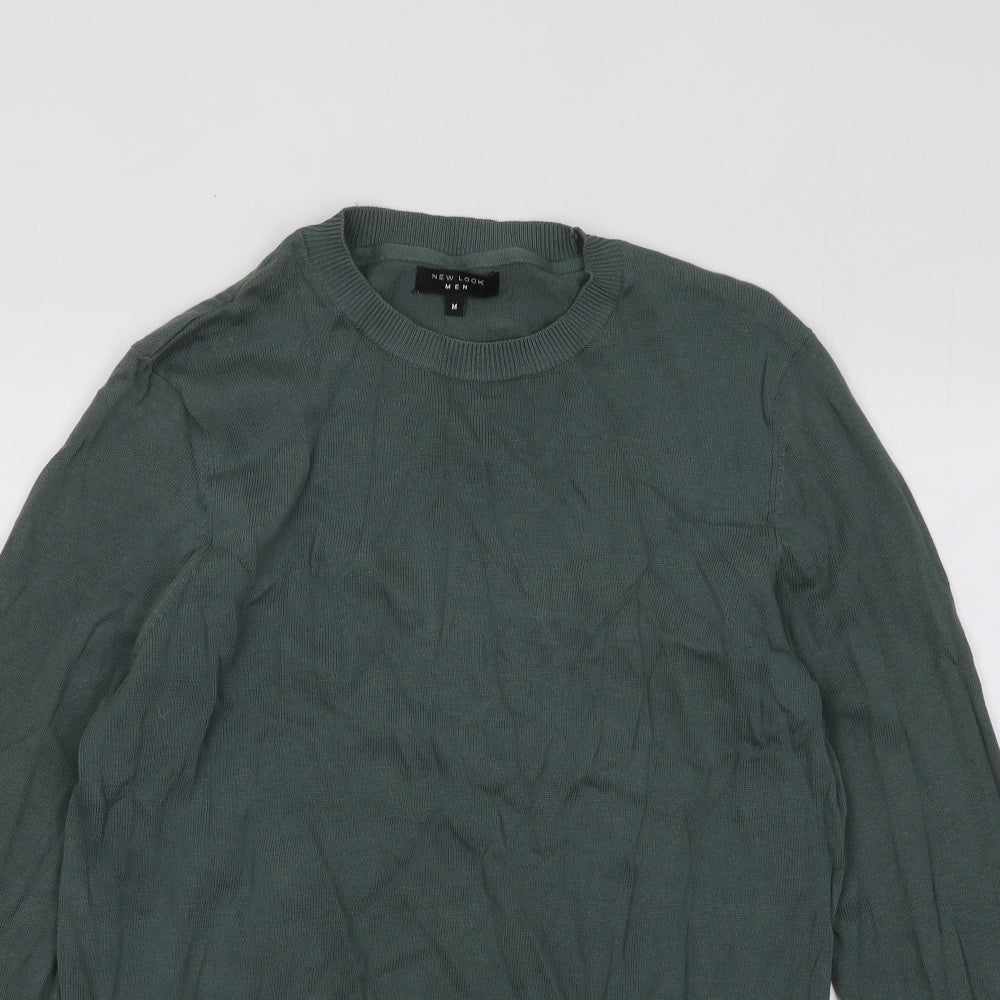 New Look Mens Green Round Neck Cotton Pullover Jumper Size M