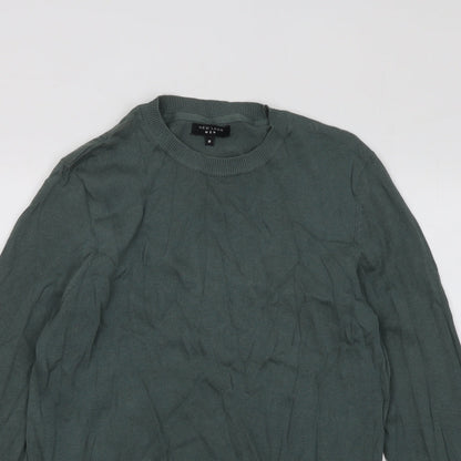 New Look Mens Green Round Neck Cotton Pullover Jumper Size M