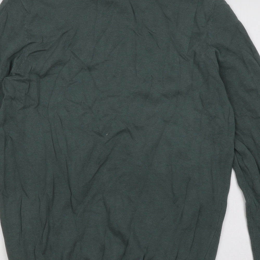 New Look Mens Green Round Neck Cotton Pullover Jumper Size M