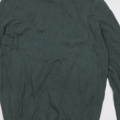 New Look Mens Green Round Neck Cotton Pullover Jumper Size M