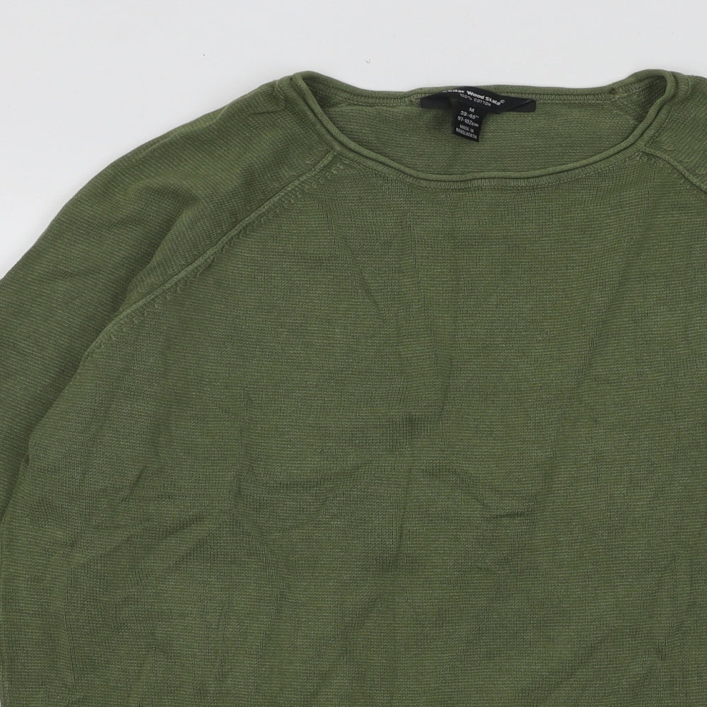 Cedar Wood State Mens Green Round Neck Cotton Pullover Jumper Size M