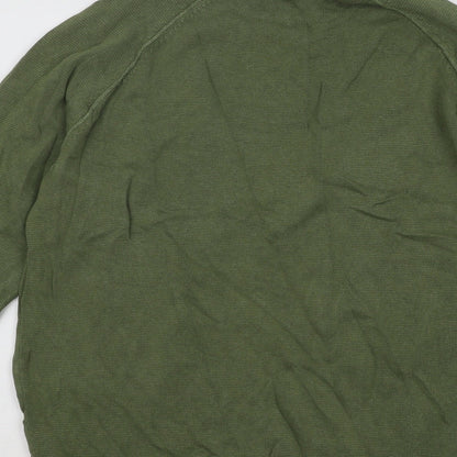 Cedar Wood State Mens Green Round Neck Cotton Pullover Jumper Size M
