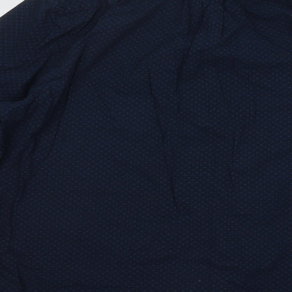 George Mens Blue Geometric Cotton Button-Up Size 16.5 Collared Button