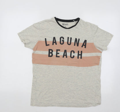 ACW85 Mens Beige Cotton T-Shirt Size S Round Neck - Laguna Beach