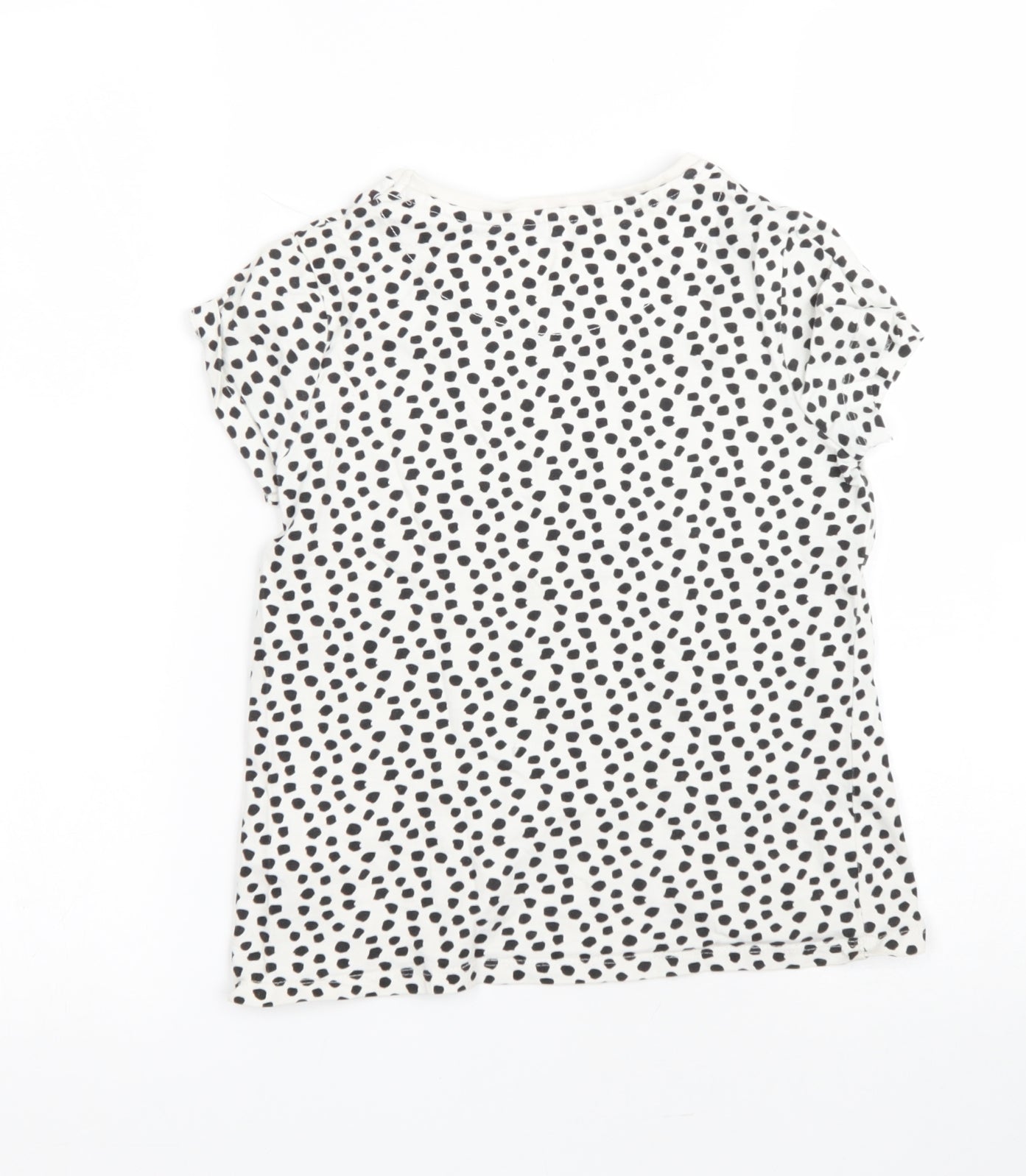 George Girls White Animal Print 100% Cotton Basic T-Shirt Size 8-9 Years Round Neck Pullover