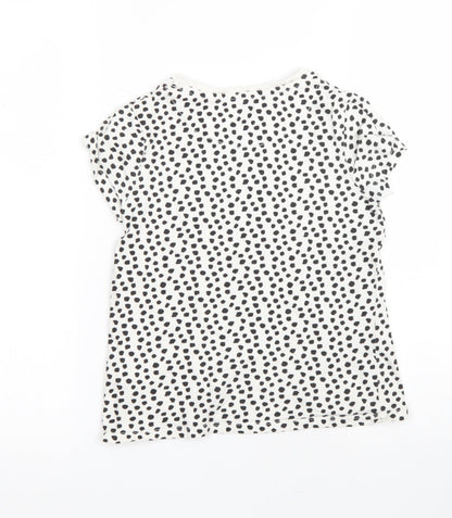 George Girls White Animal Print 100% Cotton Basic T-Shirt Size 8-9 Years Round Neck Pullover
