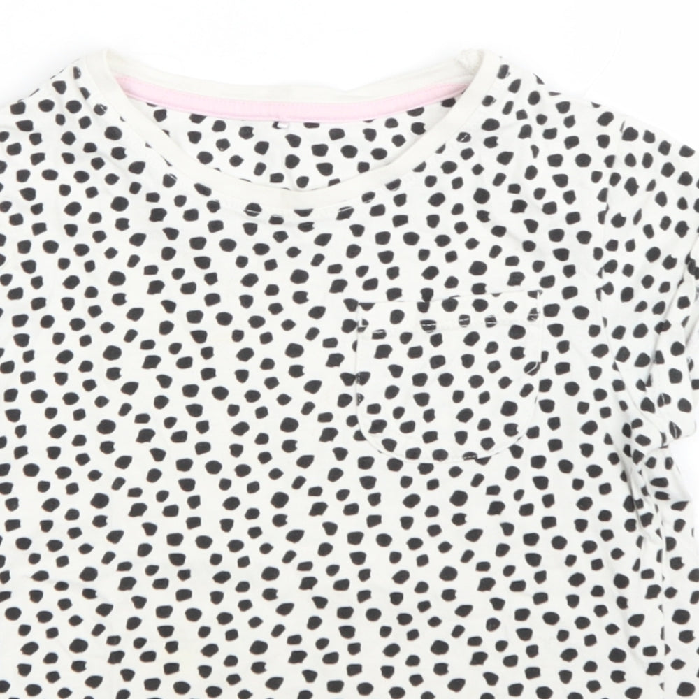 George Girls White Animal Print 100% Cotton Basic T-Shirt Size 8-9 Years Round Neck Pullover