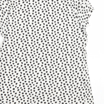 George Girls White Animal Print 100% Cotton Basic T-Shirt Size 8-9 Years Round Neck Pullover