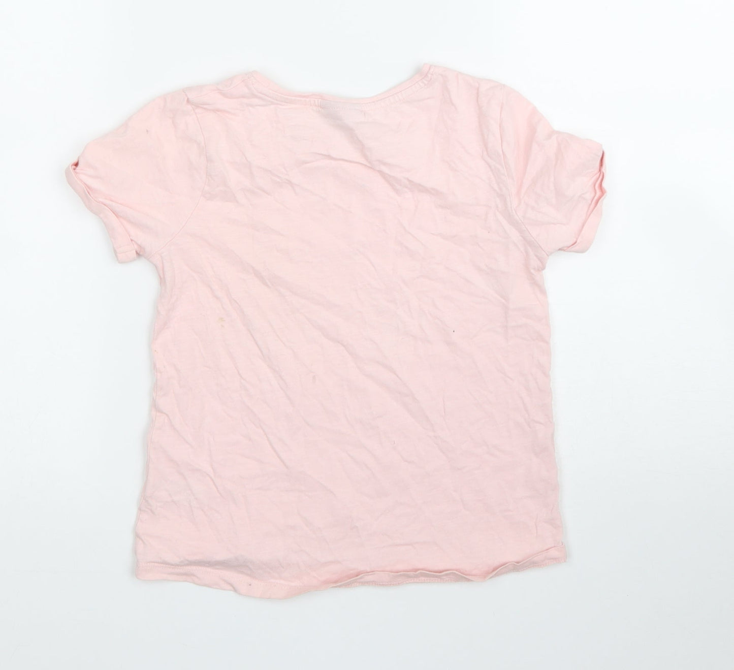Matalan Girls Pink 100% Cotton Basic T-Shirt Size 8 Years Round Neck Pullover