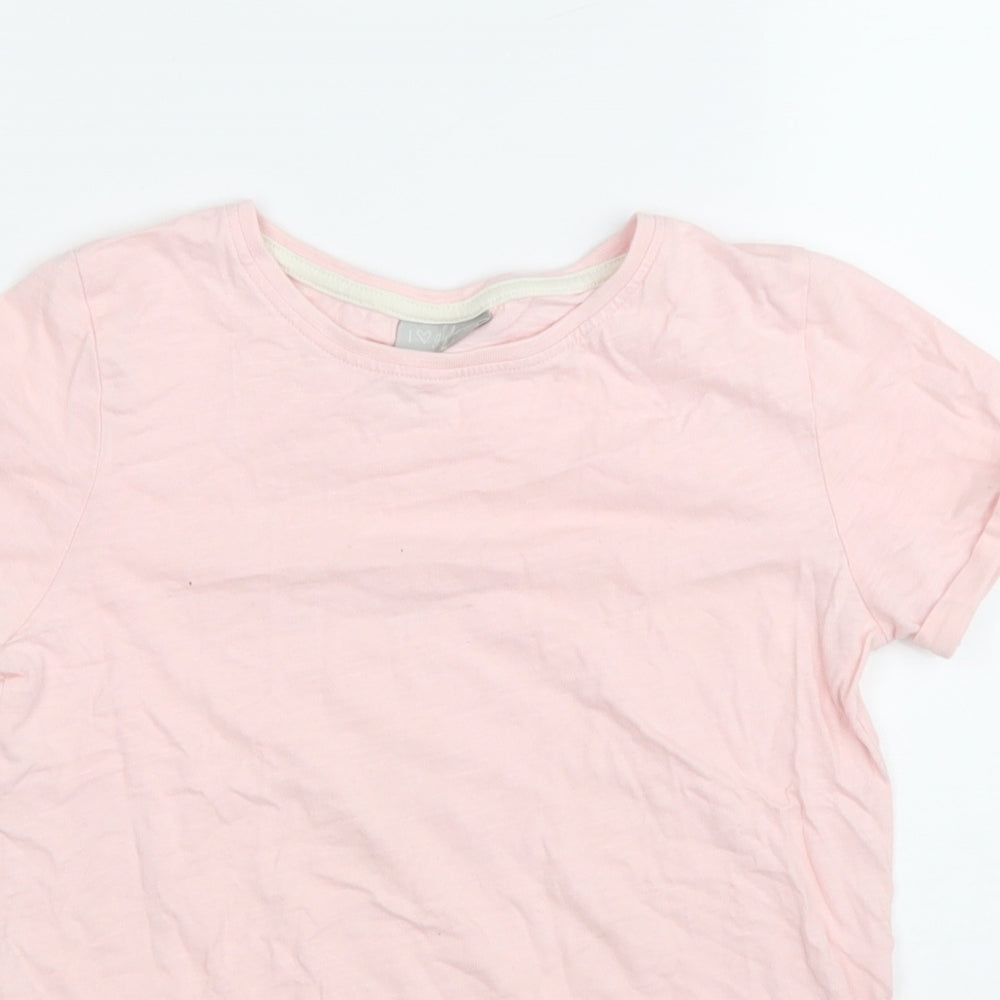 Matalan Girls Pink 100% Cotton Basic T-Shirt Size 8 Years Round Neck Pullover