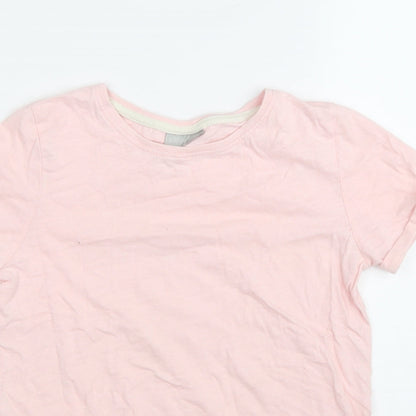 Matalan Girls Pink 100% Cotton Basic T-Shirt Size 8 Years Round Neck Pullover
