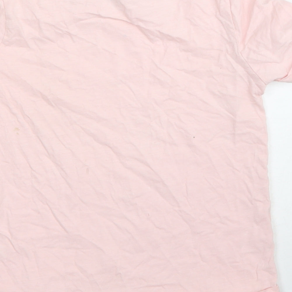 Matalan Girls Pink 100% Cotton Basic T-Shirt Size 8 Years Round Neck Pullover