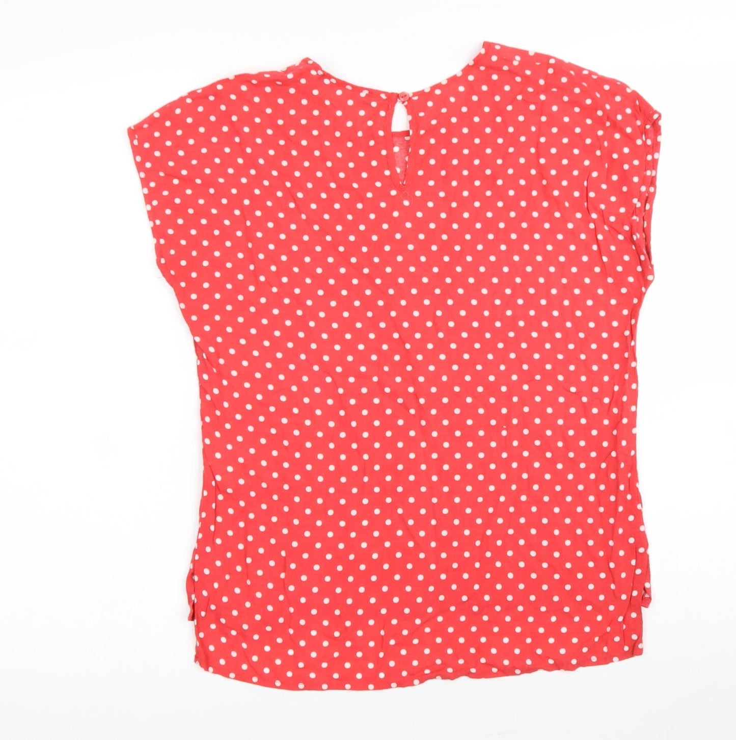 Atmosphere Womens Red Polka Dot Viscose Basic T-Shirt Size 8 Round Neck