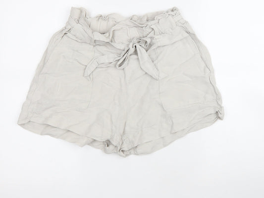 H&M Womens Ivory Linen Chino Shorts Size 6 Regular Drawstring