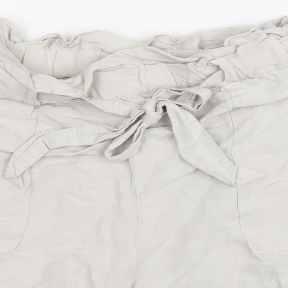 H&M Womens Ivory Linen Chino Shorts Size 6 Regular Drawstring