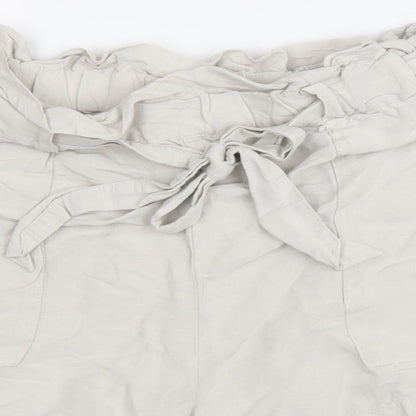 H&M Womens Ivory Linen Chino Shorts Size 6 Regular Drawstring