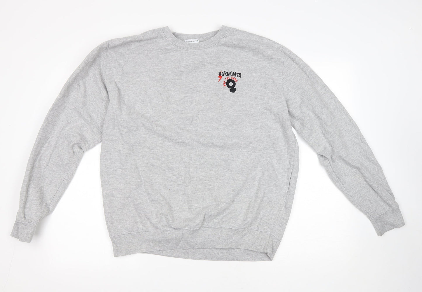 Mommamakes Womens Grey Cotton Pullover Sweatshirt Size L Pullover - Hormones and The Gang