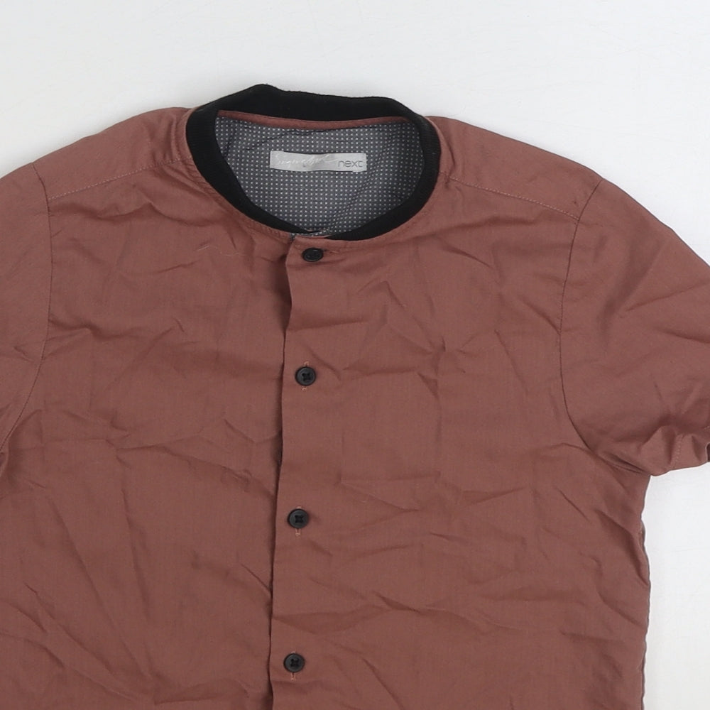 NEXT Boys Brown Polyester Basic Button-Up Size 6 Years Round Neck Button