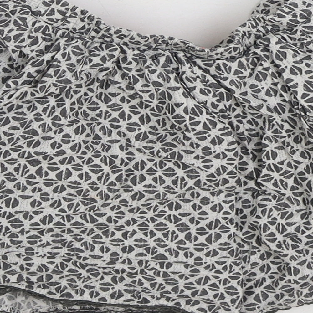 NEXT Girls Grey Geometric Polyester Skater Skirt Size 4-5 Years Regular Pull On