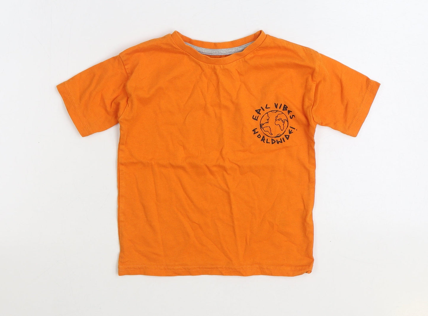 George Girls Orange Cotton Basic T-Shirt Size 2-3 Years Round Neck Pullover - Epic Vibes Worldwide