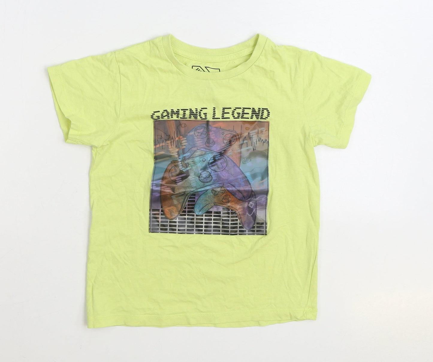Matalan Boys Yellow 100% Cotton Basic T-Shirt Size 7 Years Round Neck Pullover - Gaming Legend