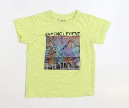 Matalan Boys Yellow 100% Cotton Basic T-Shirt Size 7 Years Round Neck Pullover - Gaming Legend