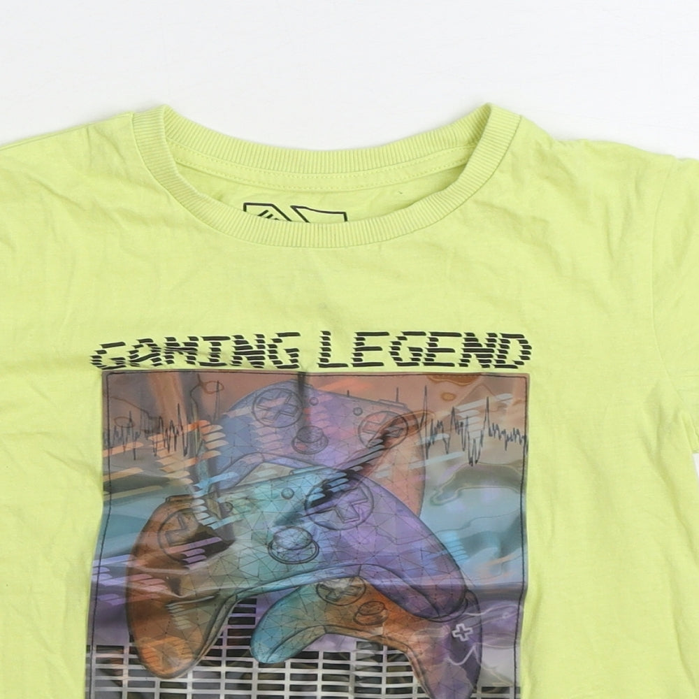 Matalan Boys Yellow 100% Cotton Basic T-Shirt Size 7 Years Round Neck Pullover - Gaming Legend