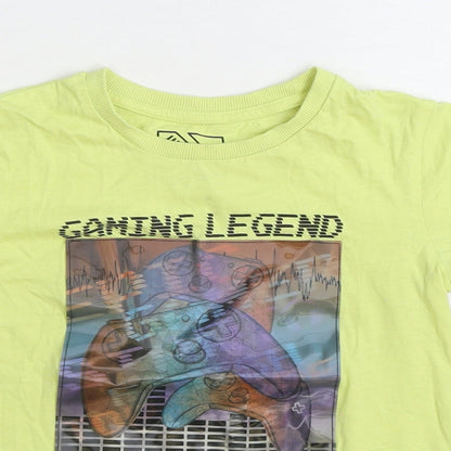 Matalan Boys Yellow 100% Cotton Basic T-Shirt Size 7 Years Round Neck Pullover - Gaming Legend