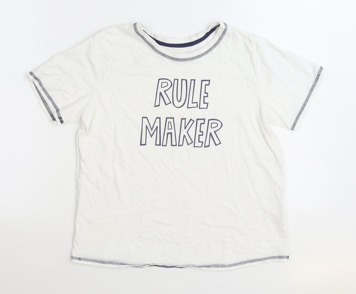 Matalan Womens White Cotton Basic T-Shirt Size M Round Neck - Rule Maker